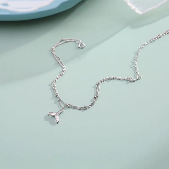 *NEW 925 Sterling Silver Fish Tail Ankle Bracelet - Picture 8 of 11